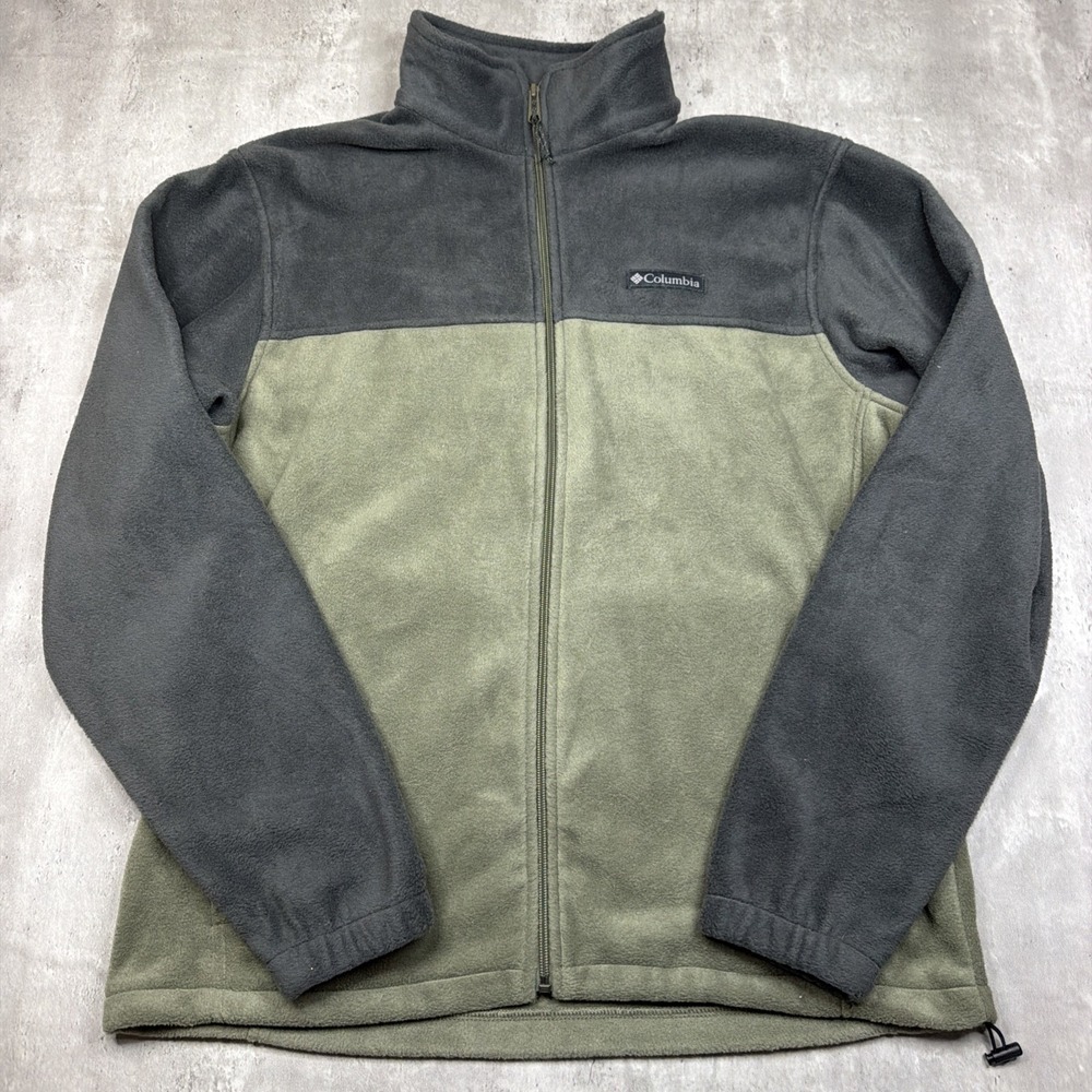 Columbia Steens 2.0 Mountain Mens L Fleece Jacket Green Gray Full Zip